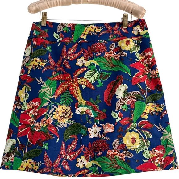 Talbots Tropical Floral A Line Skirt in Primary Colors Blue Green Red Yellow 4 - Picture 1 of 7